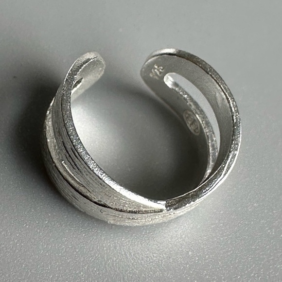 Sterling Silver Criss Cross Ear Cuff – Brushed, No Piercing Needed - Picture 5 of 7